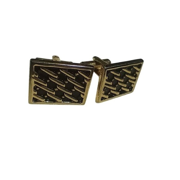 Vtg Estate Mens Goldtone Mid Century Cufflinks Set - Picture 1 of 6